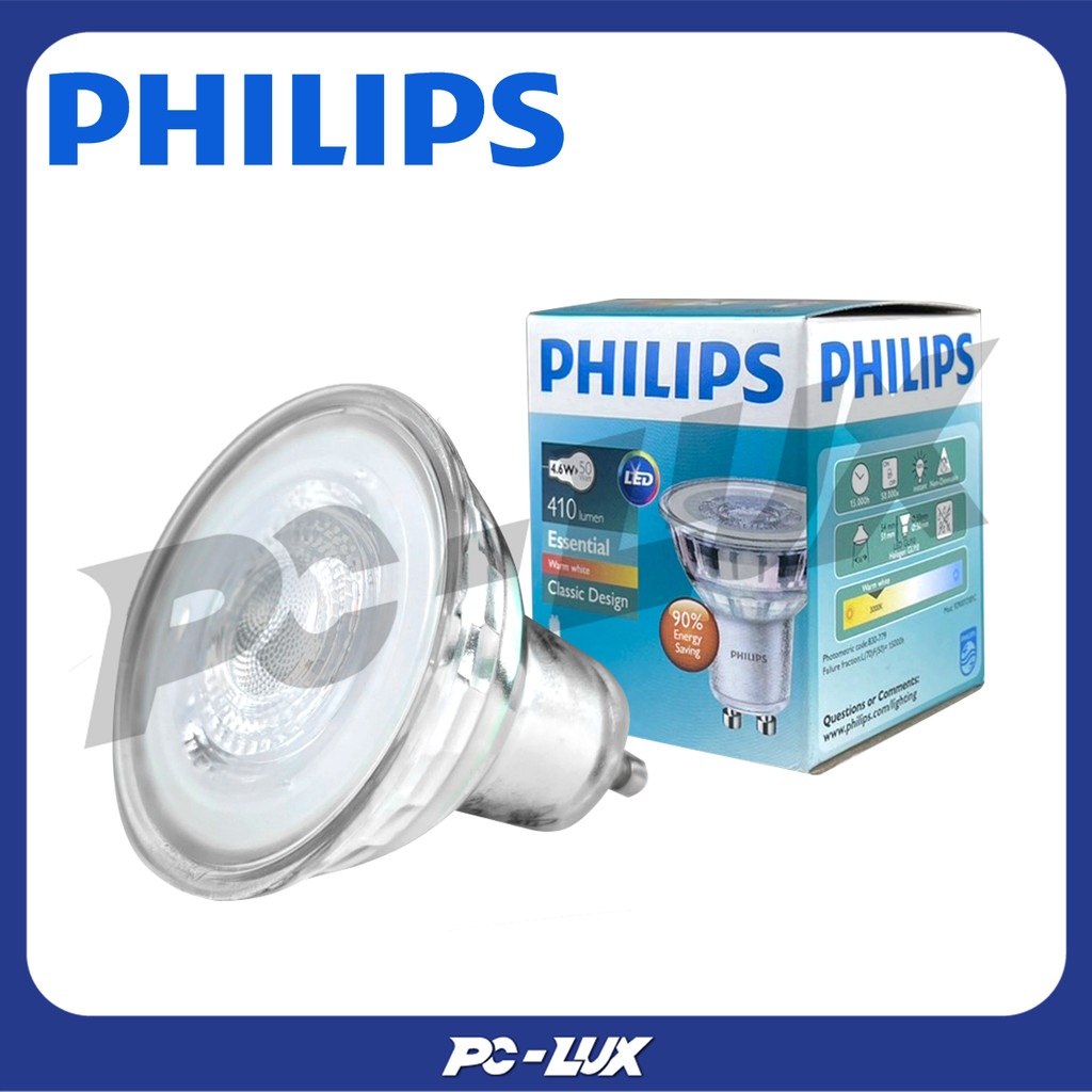 PHILIPS หลอดไฟทรงฮาโลเจน  Essential LED Spot GU10 Classic Design  สี WARM WHITE
