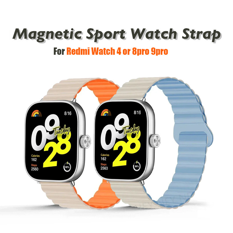 สายนาฬิกาแม่เหล็กสําหรับredmiนาฬิกา4สายสมาร์ทwristbandสร้อยข้อมือกีฬาซิลิโคนห่วงสําหรับxiaomi mi band 8 9 Proอุปกรณ์เสริม