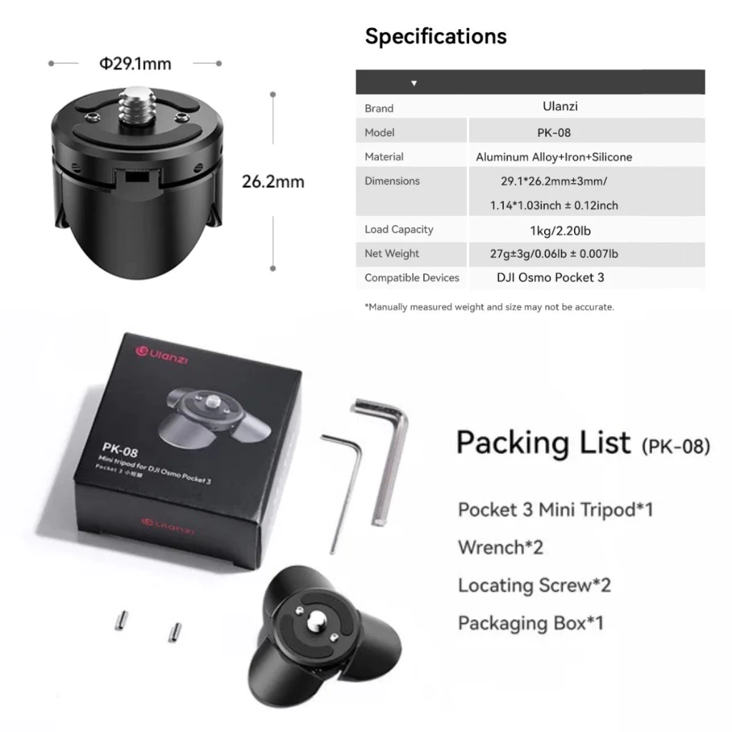 Ulanzi PK08 ขาตั้งกล้อง ขนาดเล็ก ขาตั้งจิ๋ว ถ่ายวิดีโอ Vlog รองรับ Insta360 Luna, Pocket 4/3/4P thumbnail 6