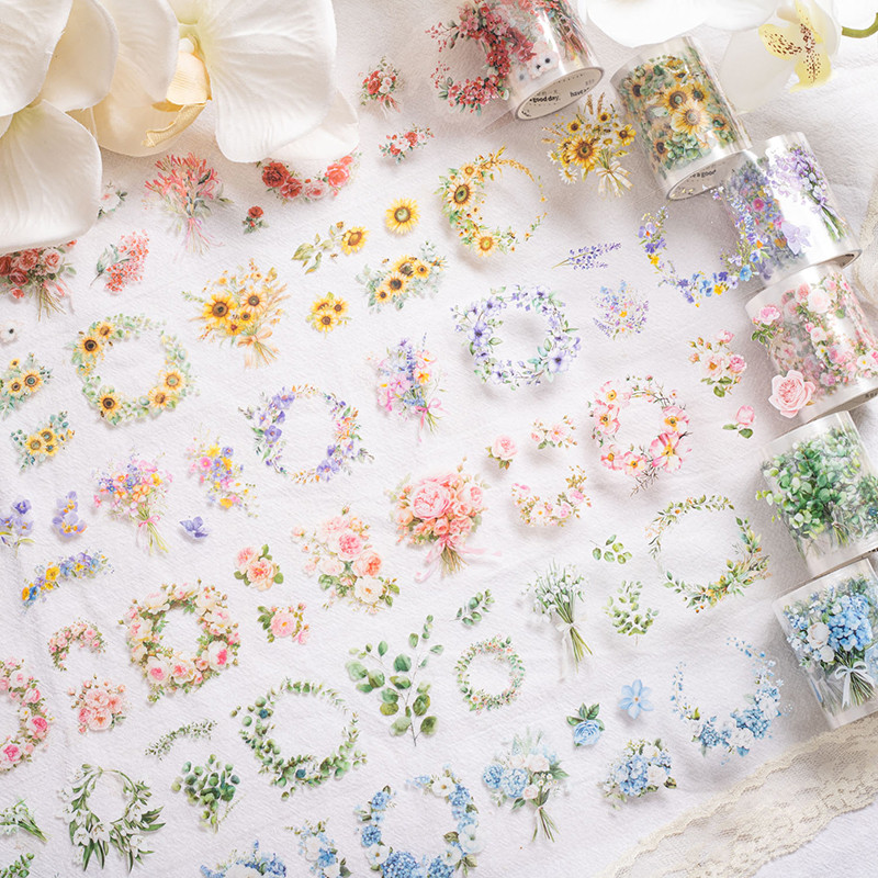 Journal Go 5x200 ซม.VINTAGE Sweet Dream ดอกไม้ PET เทปสําหรับวางแผนการ์ดทํา diy Scrapbooking การ์ดถ้วยอัลบั้ม diy Masking เทป