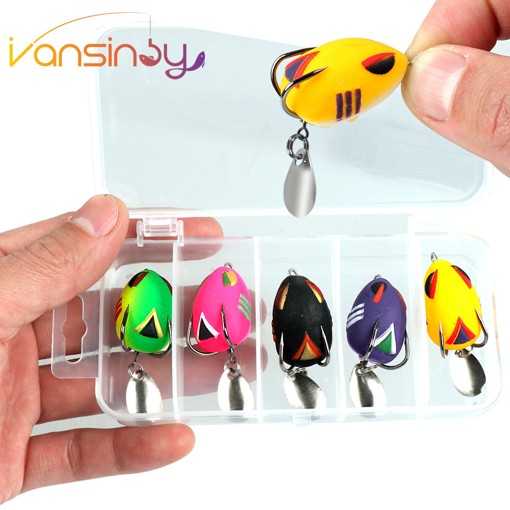 5 ชิ้นชุด 3 ซม./3.2g กบอ่อนตกปลา Lure Mini Soft Lure Double Upgrated Hook Top Water