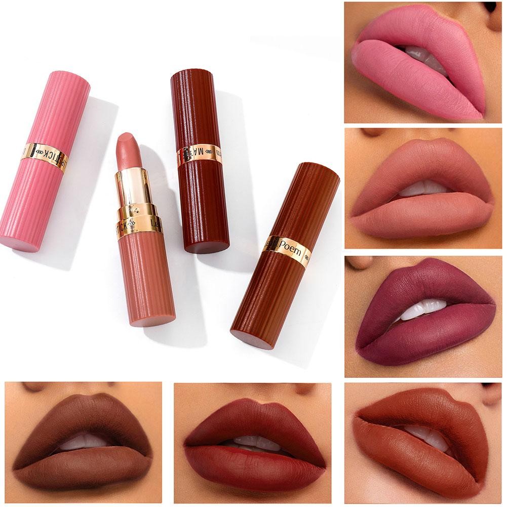 Leaf Poem 6PCS Matte ลิปสติกชุดติดทนนานไม่จางหาย Gloss Lip To แต่งหน้า Lip เครื่องสําอาง Easy W2O3