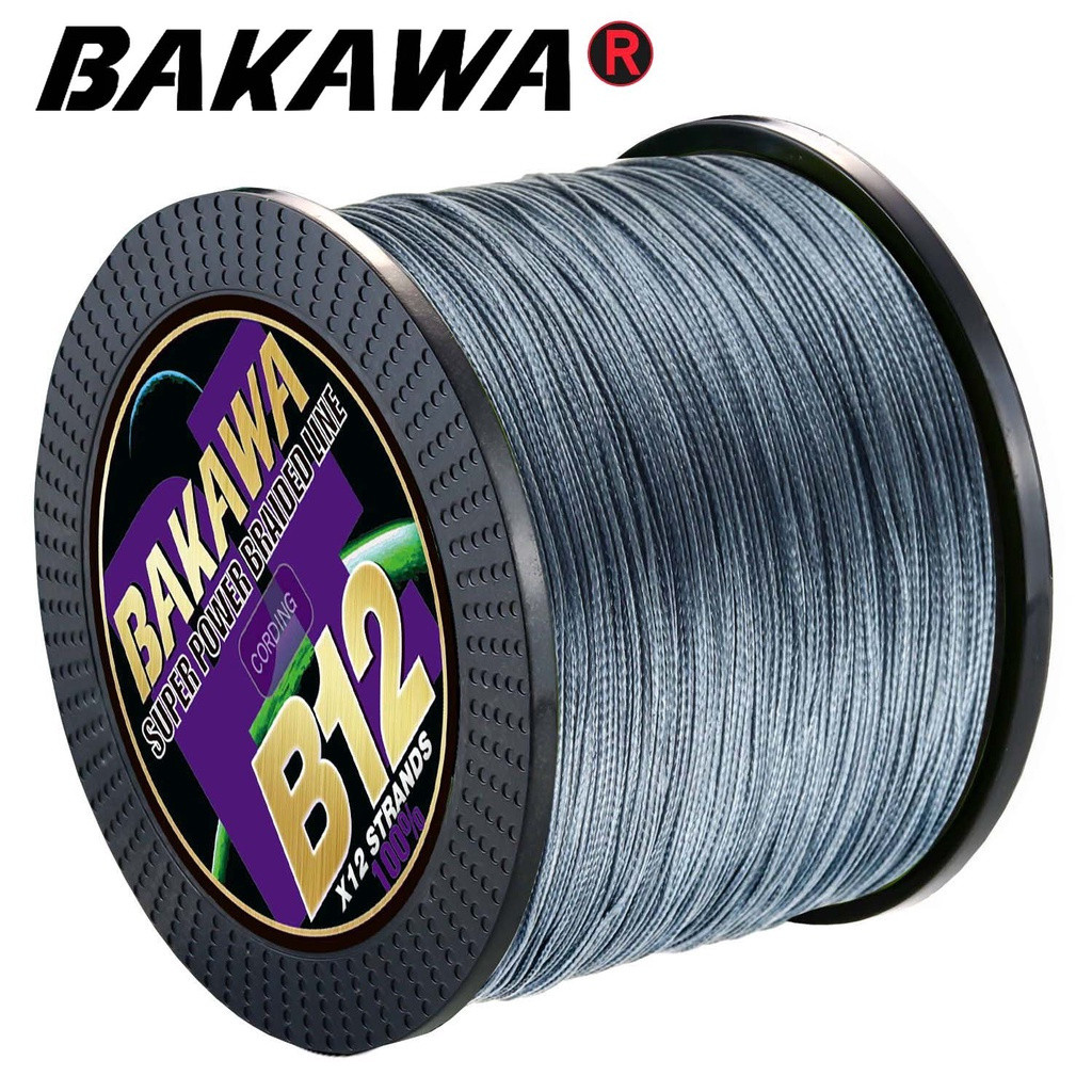 สายตกปลา BAKAWA 12 เส้น สายตกปลาถัก X12 X8 100M 300M 500M 1000M สายตกปลา PE 20-120LB สายตกปลา Multifil สายตกปลา