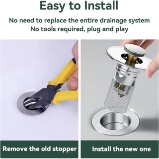 HOME✅ท่อระบายน้ําสากลปลั๊กกรองอ่างล้างหน้า Pop-up Chrome Sink Filter,ห้องน้ําอ่างล้างจาน Stopper ผม Catcher,ตะกร้ากรองสแตนเลส Hair Catcher