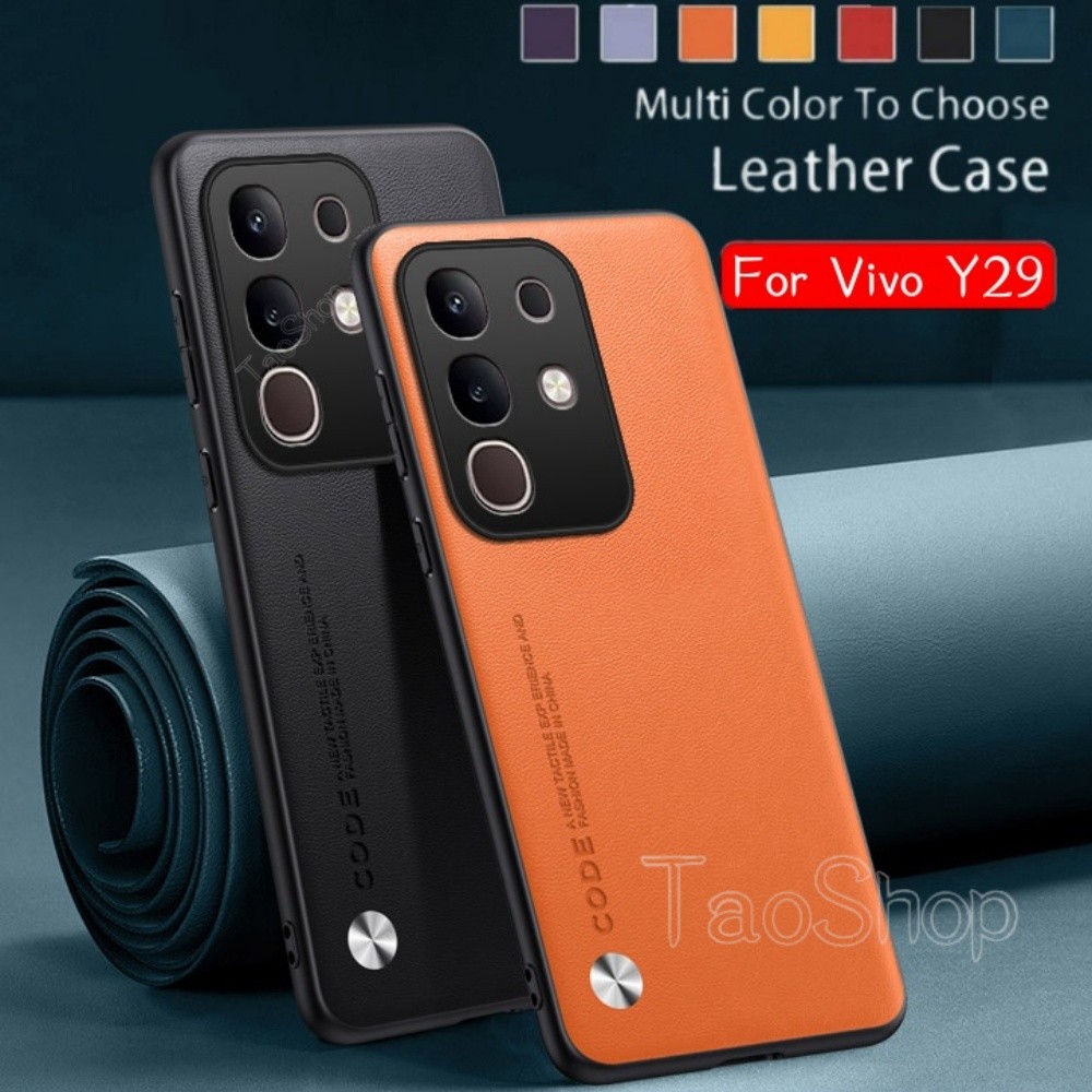 หนัง PU Texture เคสโทรศัพท์สําหรับ Vivo Y29 Y39 Y19s Y 29 Y 39 Y 19s Y19 s VivoY29 VivoY39 VivoY19s 4G 5G ปลอก Soft TPU Edge ป้องกันกันชนกันกระแทกฝาหลัง