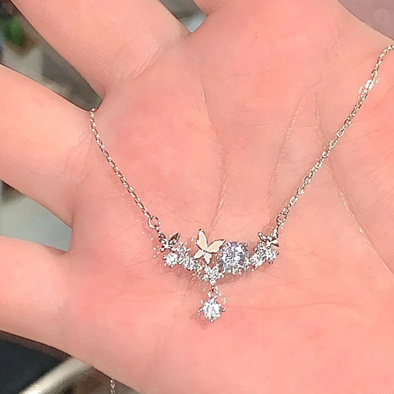 สร้อยคอแฟชั่นประดับคริสตัลพลอยเทียม รูปผีเสื้อ เรขาคณิตสําหรับผู้หญิง N50 - รูปที่ 6