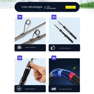 BLOOMZO ชุดเบ็ดตกปลา, Telescopic Spincast Fishing Reel เบ็ดตกปลาครบชุด, เด็กแก้ว Fibre Ultra Short Casting Rod Feeder Rod Combo ตกปลา