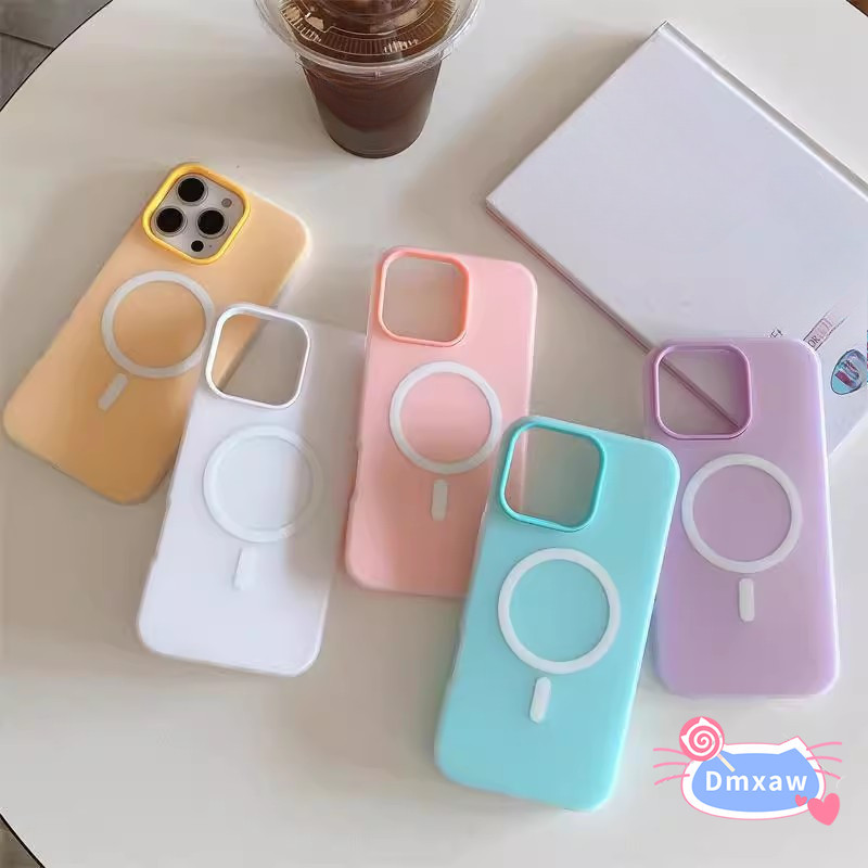 แม่เหล็ก 2 ใน 1 สีลูกกวาดเคสโทรศัพท์สําหรับ OPPO Reno 9 8 Pro Plus 7 Lite 8Z 8T 7Z 6 Pro 5G กันกระแทกปกแข็ง Jelly Feel Casing