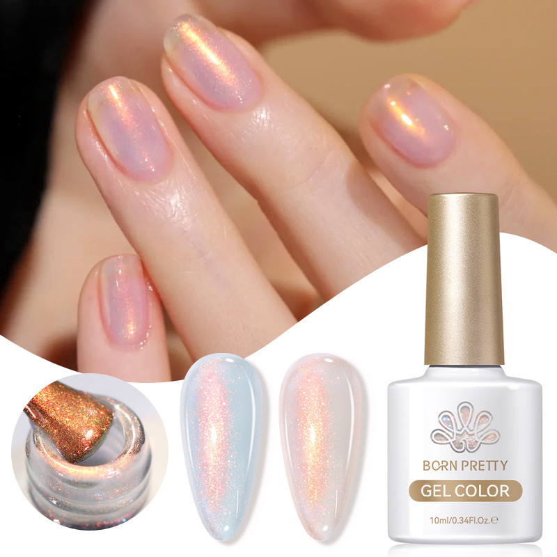 Born PRETTY Aurora Borealis Gel ยาทาเล็บ Pearl Glitter โปร่งใส Sheer สีม่วงเจลเล็บอุปกรณ์ออกแบบเล็บ 10ml