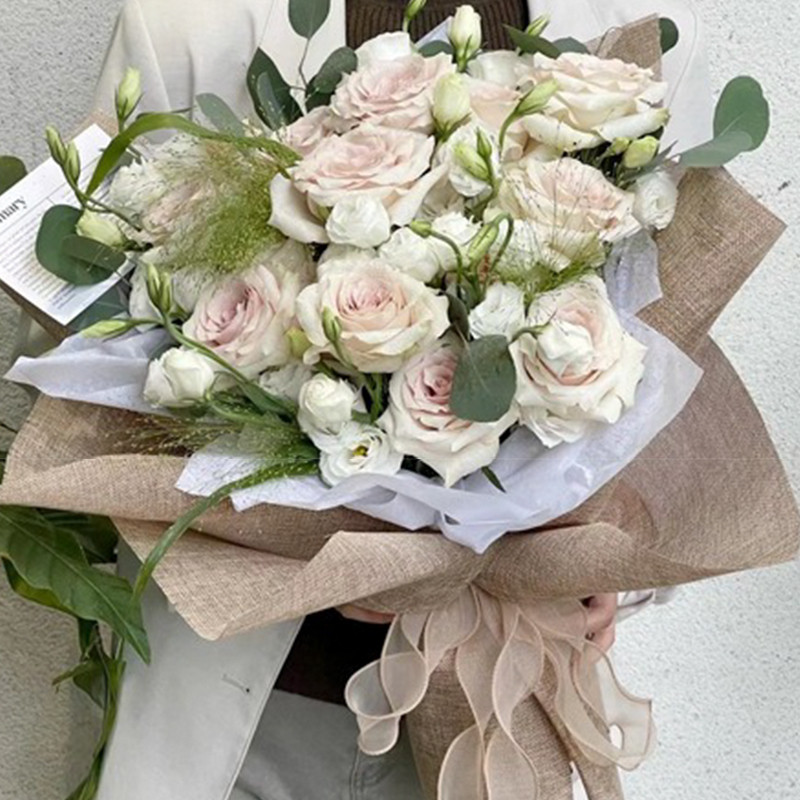 1 ม้วน 48cmx5Yards Vintage สีผ้าลินินม้วนดอกไม้ DIY วัสดุดอกไม้กระดาษห่อ Florist Supplies - รูปที่ 6