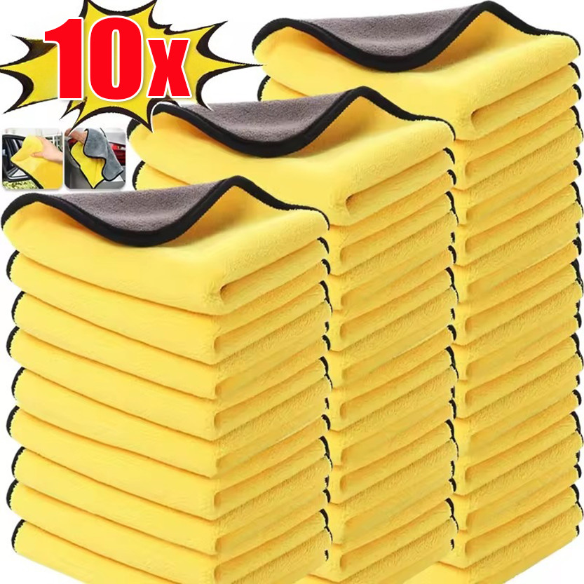 3/5/10 ชิ้น Thicken ผ้าขนหนูไมโครไฟเบอร์วัตถุประสงค์ทั่วไป / กระจกหน้าต่างรถยนต์รายละเอียดผ้าแห้ง / เศษผ้าซักผ้าสองด้าน