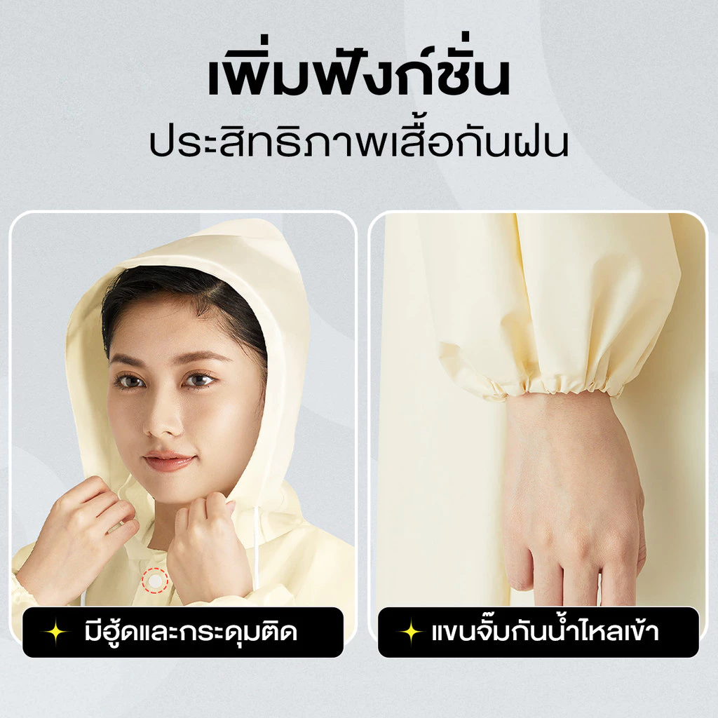 Agate เสื้อกันฝน PEVA ผู้ใหญ่ หนา พับเก็บง่าย thumbnail 4
