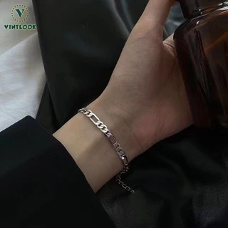 Vintlook Cuban Simple Silver Bracelet for Boys