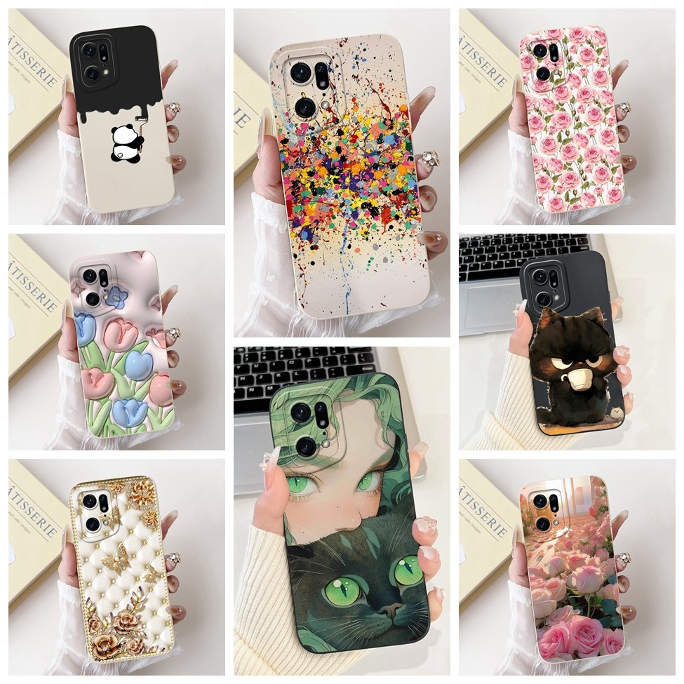 Oppo Find X5 Pro Case CPH2305 แมวน่ารักแฟชั่นซิลิโคนตลกกันกระแทกเคสโทรศัพท์ Oppo ค้นหา X5 Pro ปกหลัง