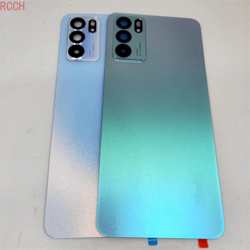 ใหม่สําหรับ OPPO Reno 6 5G ฝาหลังแบตเตอรี่สําหรับ OPPO Reno 6 ฝาหลังกระจกด้านหลังด้านด้านแผงเปลี่ยนชิ้นส่วน