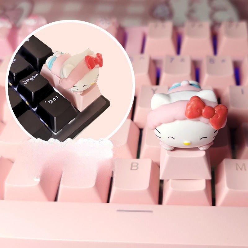 ปุ่มกดเดี่ยวสําหรับคีย์บอร์ดเชิงกลแกนข้ามปุ่มกดพิเศษน่ารัก KT Kuromi Melody ปุ่มกดเพิ่มเติมสีชมพู
