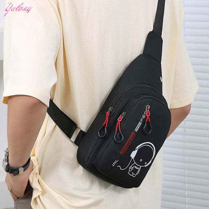 [Yulong] With Night Light MensChest Bag Casual Fashion Shoulder Crossbody Bag Outdoor Small Backpack TH