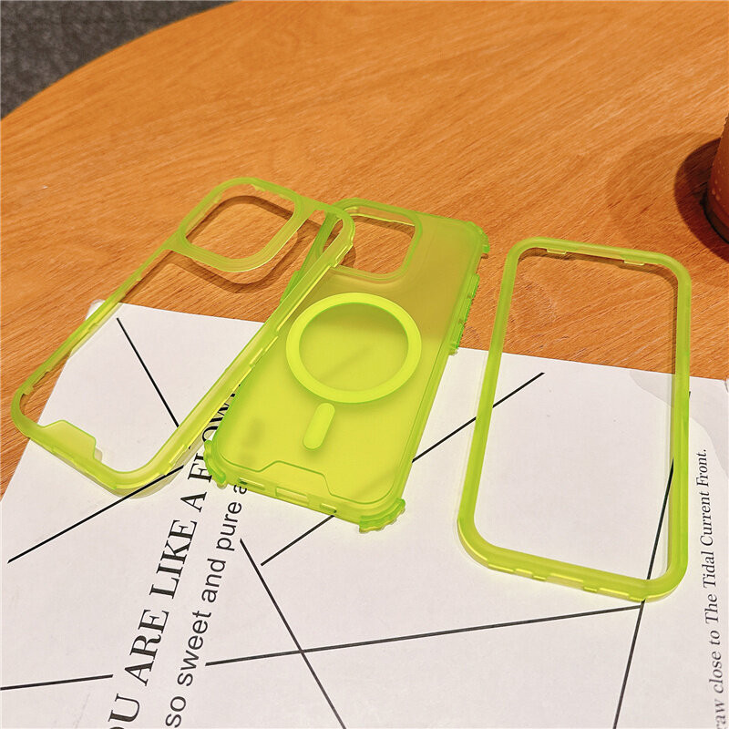 ถอดออกได้3 ใน 1ลูกอมสีโปร่งแสงแม่เหล็กกรณีโทรศัพท์สําหรับ ไอโฟน 16 11 12 13 14 15 มือโปร สูงสุด 15 14 16บวกกันกระแทกกันชนนุ่มปลอก เคลือบ พีซี ปกหลัง - รูปที่ 2