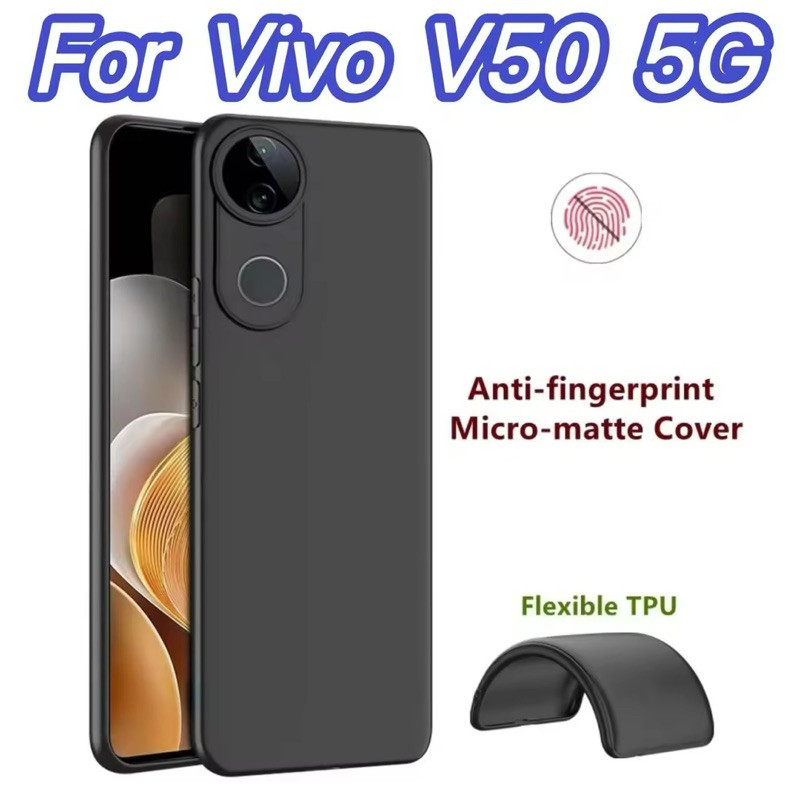 เคสนิ่ม เคสกันกระแทก สำหรับ Vivo V50 5G/V40/V40Pro เคสซิลิโคน TPUสีดำ เคลือบผิวด้าน, ป้องกันลายนิ้วมือ, พร้อมส่งจากไทย
