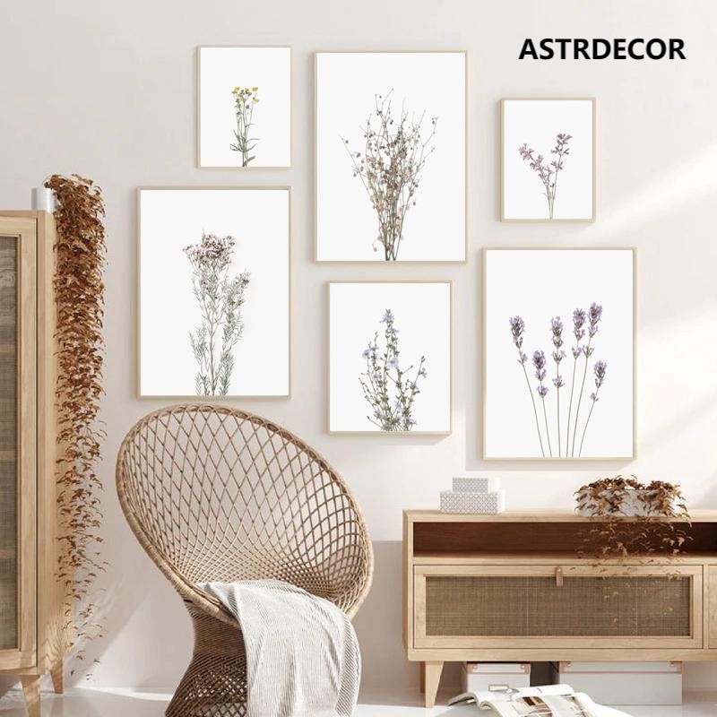 โปสเตอร์ภาพวาดดอกไม้ Botanical Scandinavian สไตล์นอร์ดิกสําหรับตกแต่งบ้าน
