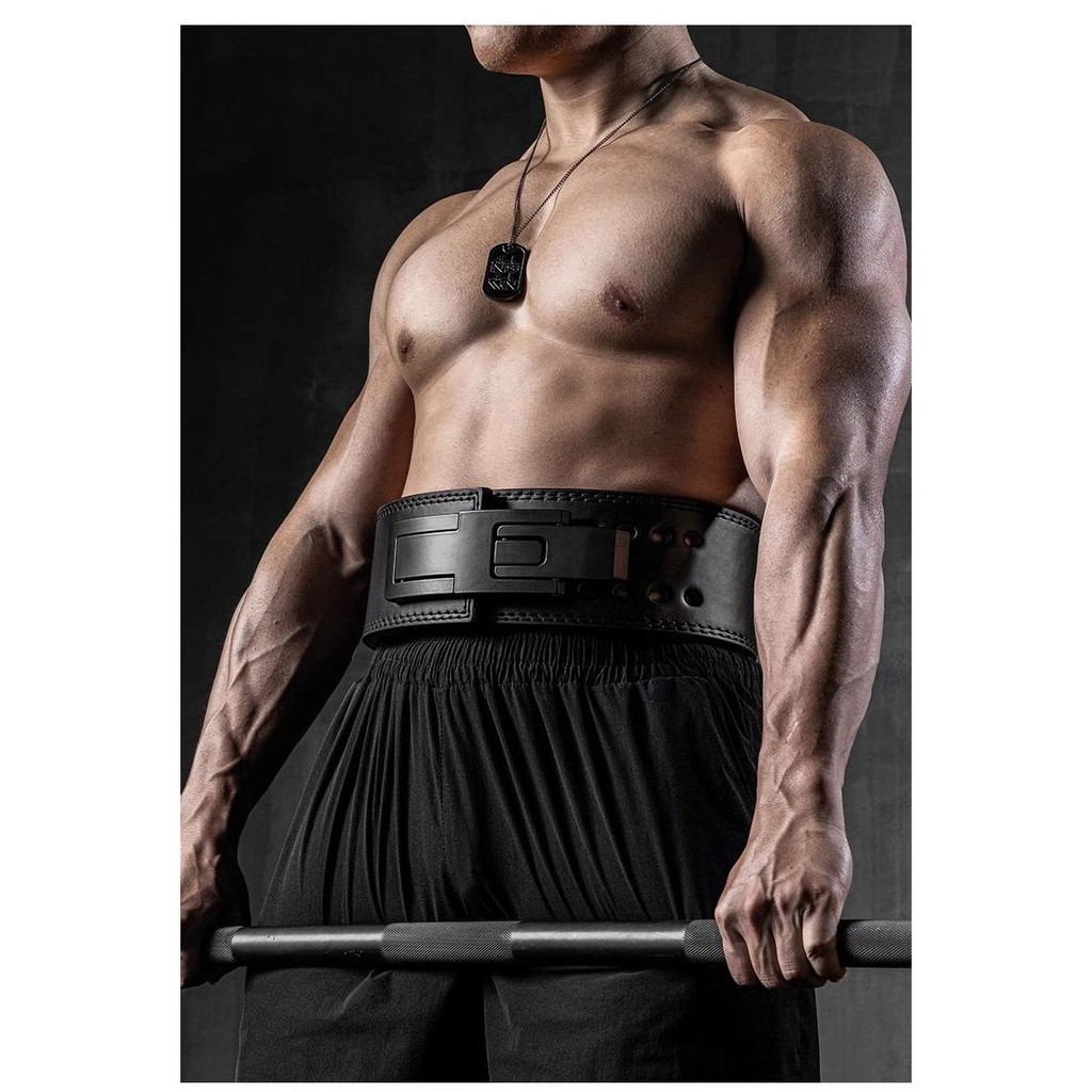 เข็มขัดฟิตเนสชาย Cowhide Deadlift Squat ยกน้ําหนัก Professional Quick Buckle ของแท้หนัง Lever Buckle Strength Lifting การฝึกอบรมเอว ราคา ถูกที่สุด ดีลบีเคเค แกลเลอรีภาพที่ 8