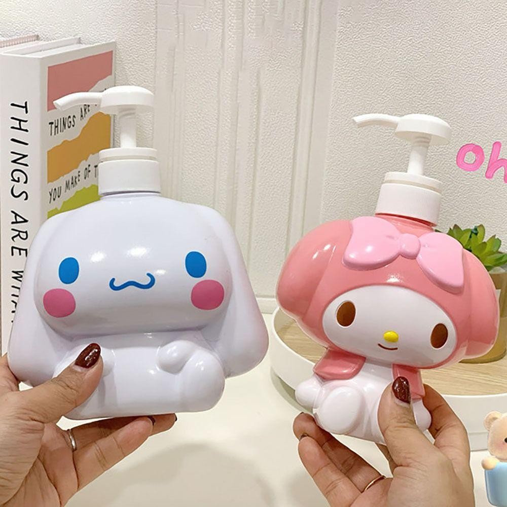 SANRIO Vlmv ขวดโลชั่น,ขวดรีฟิลเปล่าความจุขนาดใหญ่,การ์ตูนทนทาน ซานริโอ ขวดหัวปั๊มพลาสติกแบบพกพาสบู่เหลว