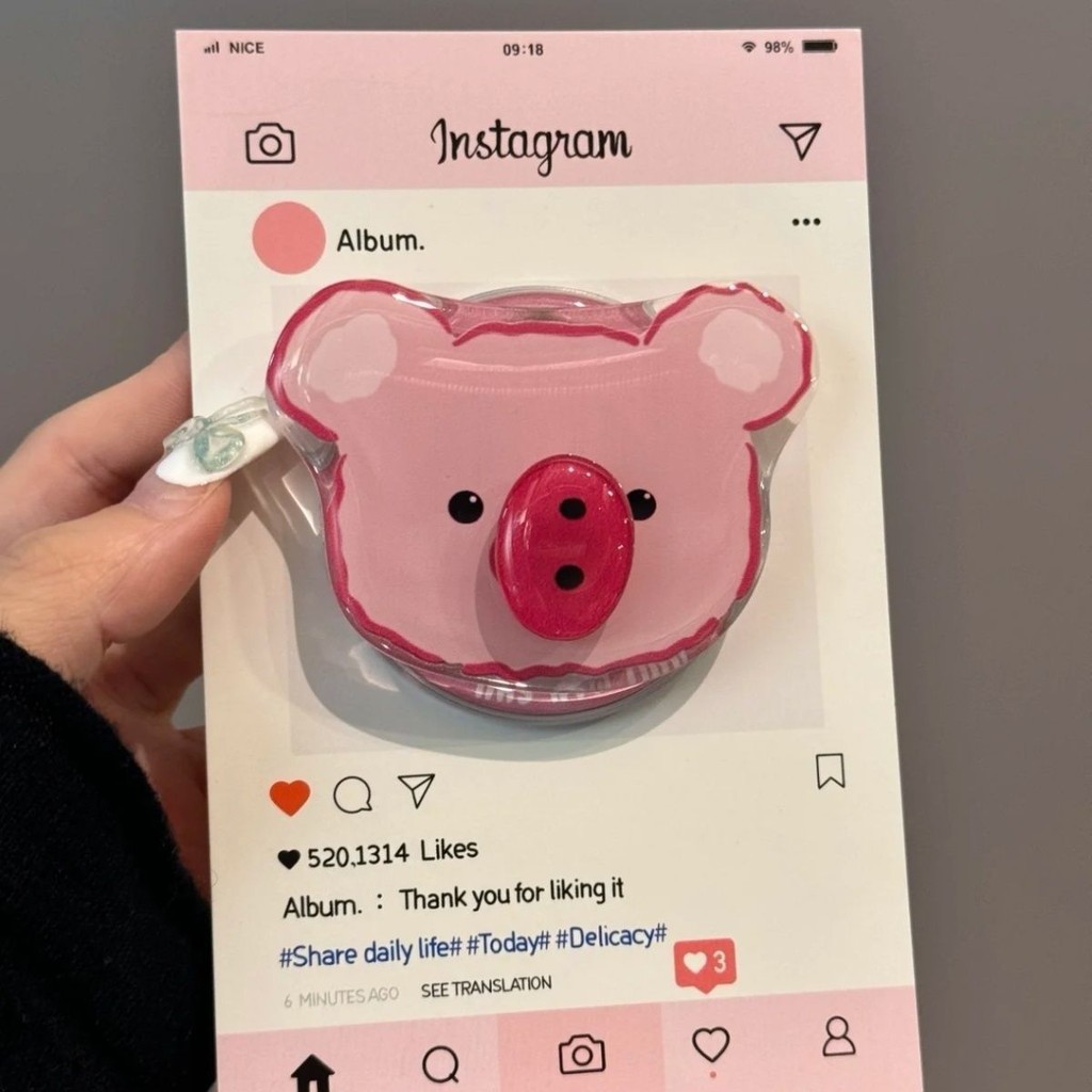 Ins สไตล์น่ารัก Boyang เปลือกหมูสีชมพูเปิดวงเล็บแม่เหล็กเหมาะสําหรับ ihone15promax Apple 14 วงเล็บ