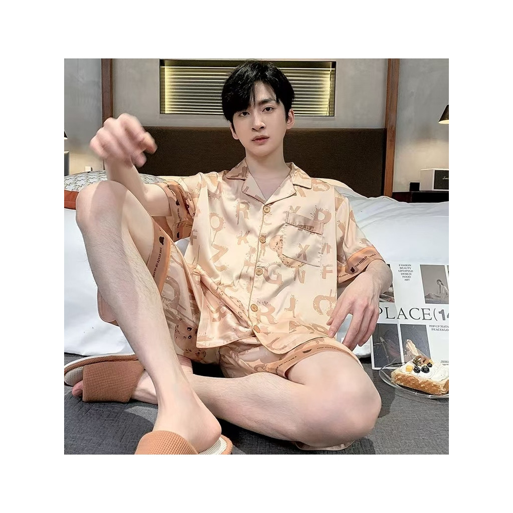 3333-1 SPS (7700) ชุดนอนผู้ชาย ชุดนอนคอปกแขนสั้นขาสั้น ชุดนอนผ้าไหมอิตาลี่ พร้อมส่งจากไทยไม่ต้องรอพรีออเดอร์