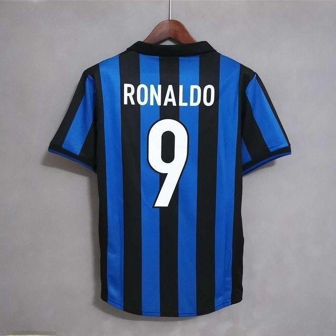 S-XXL Inter Milan Retro Jersey 1998-1999 สำหรับผู้ชาย ดีไซน์จากยุคทีมเหย้าของโรนัลดินโญ่