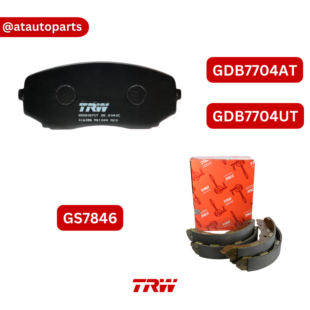 TRW ผ้าดิสเบรคหน้า ก้ามเบรคหลัง MITSUBISHI TRITON 2.4L, 2.5D 2WD Plus, 4WD ปี 15 - 19 (GDB7704AT) (G