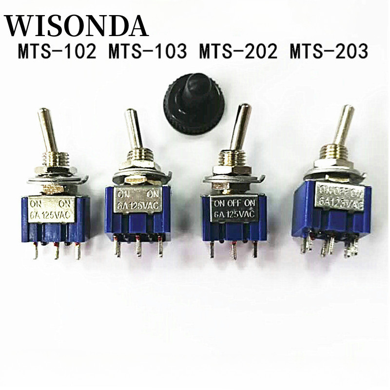10PCSMiniature Toggle Switch Single Pole Double Throw SPDT DPDT ON-OFF-ON ON-ON 120VAC 6A 1/4 นิ้วติดตั้ง MTS-102 103 202