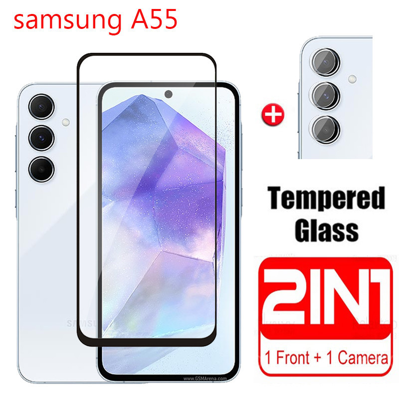Samsung Galaxy A57 A56 A37 A55 A15 A54 A35 4G 5G 2024 ป้องกันหน้าจอ 2in1 คลุมทั้งหมดหน้าจอโทรศัพท์ป้องกันสําหรับ Samsung A05 A05S A34 A24 A14 A52 A25 ด้านหน้าเลนส์กล้อง Fi