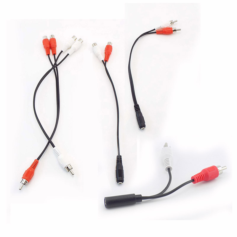 อะแดปเตอร์สายเคเบิ้ลเสียงสเตอริโอ RCA Male Aux ตัวเมีย 3.5 มม. THK1