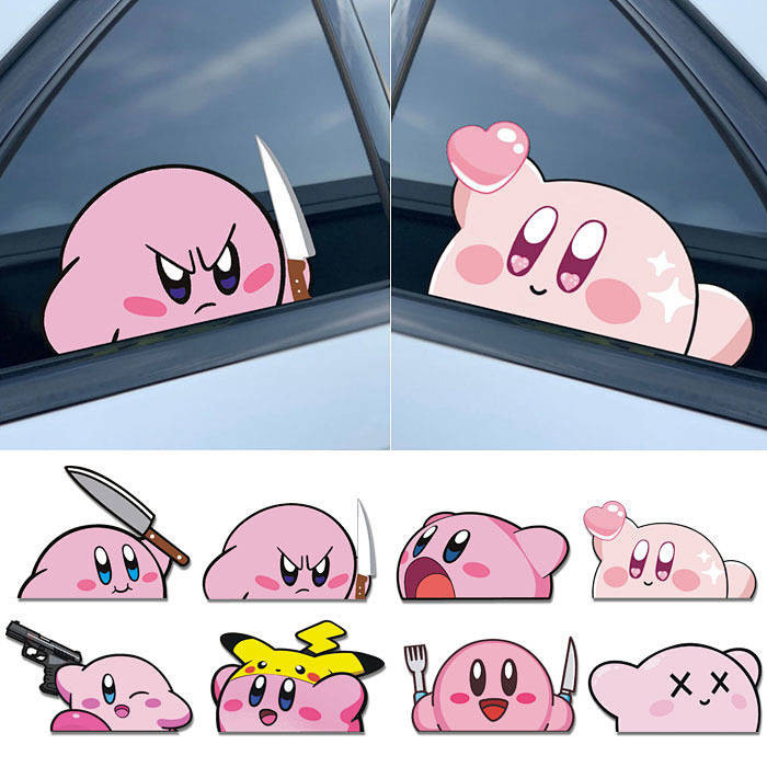 Creative Game Cute Decoration Kirby Car Window Peep