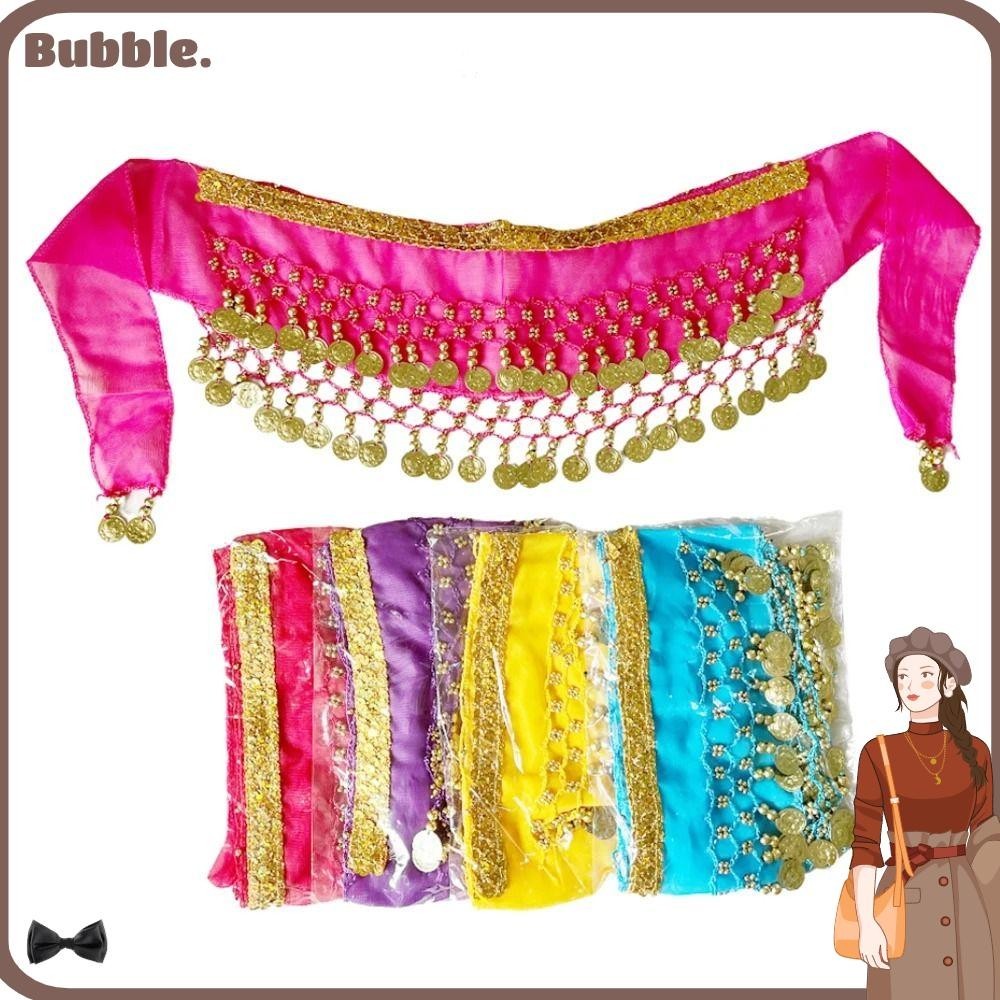 Bubble สายโซ่คาดเอว ประดับเหรียญโลหะ ผ้าชีฟอง สไตล์อินเดีย สําหรับเต้นรํา หน้าท้อง ผ้าพันคอ เด็ก