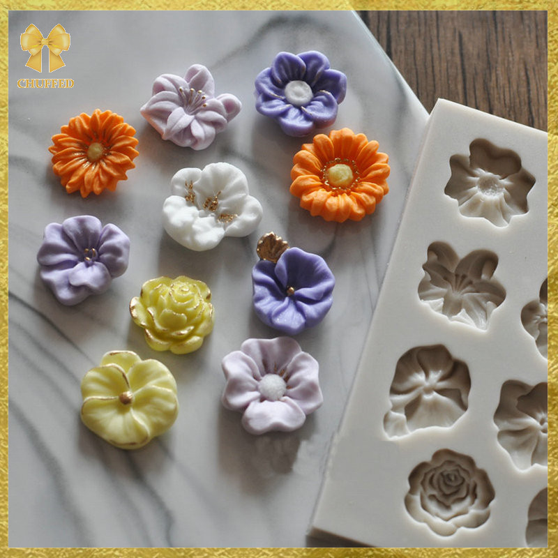 Chuffed> ใหม่ แม่พิมพ์ซิลิโคน รูปดอกทานตะวัน ดอกกุหลาบ 3D DIY สําหรับตกแต่งเค้ก ช็อคโกแลต ฟองดองท์