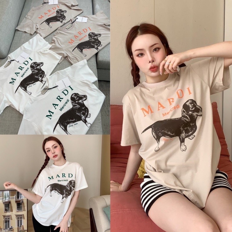 2024 S-5XL (พร้อมส่ง) mardi mercredi Top” TAG VALEN เสื้อยืดสุดฮิต พิมพ์ลายน้องหมา กำลังฮิตสุดๆลายน่ารักมากๆตัวเสื้อ