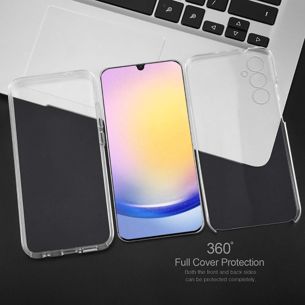 360° เคสโทรศัพท์มือถือแบบแข็ง ใส กันกระแทก สองด้าน สําหรับ Samsung Galaxy A25 A15 A35 A55 5G A05s A0