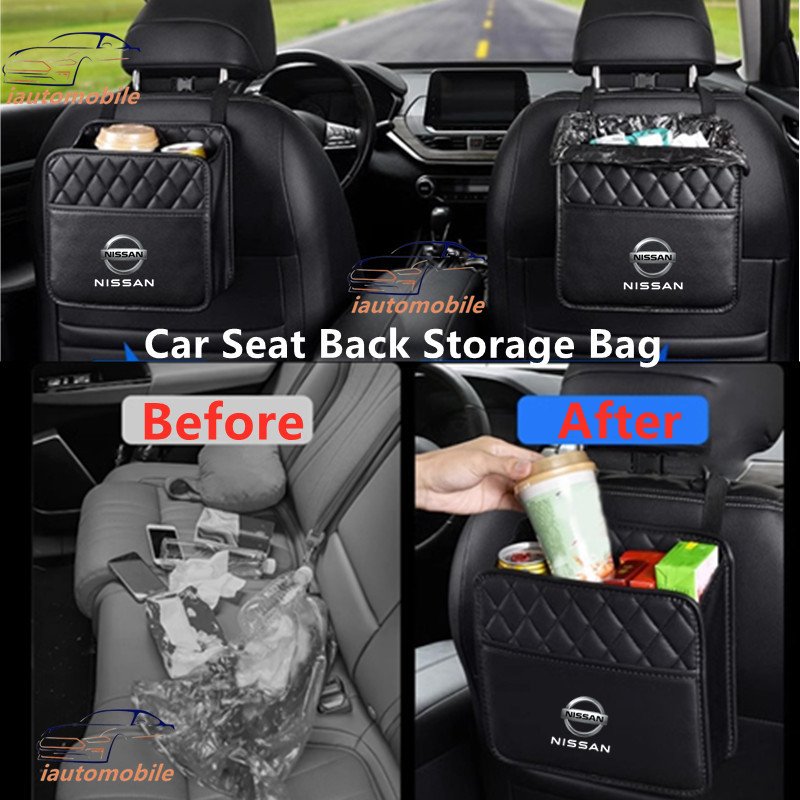 หนังรถที่นั่งกลับ Organizer กระเป๋าอุปกรณ์ตกแต่งภายในรถยนต์สําหรับ Nissan Almera Serena Grand Livina Sylphy Frontier Sentra GTR Navara Teana JUKE