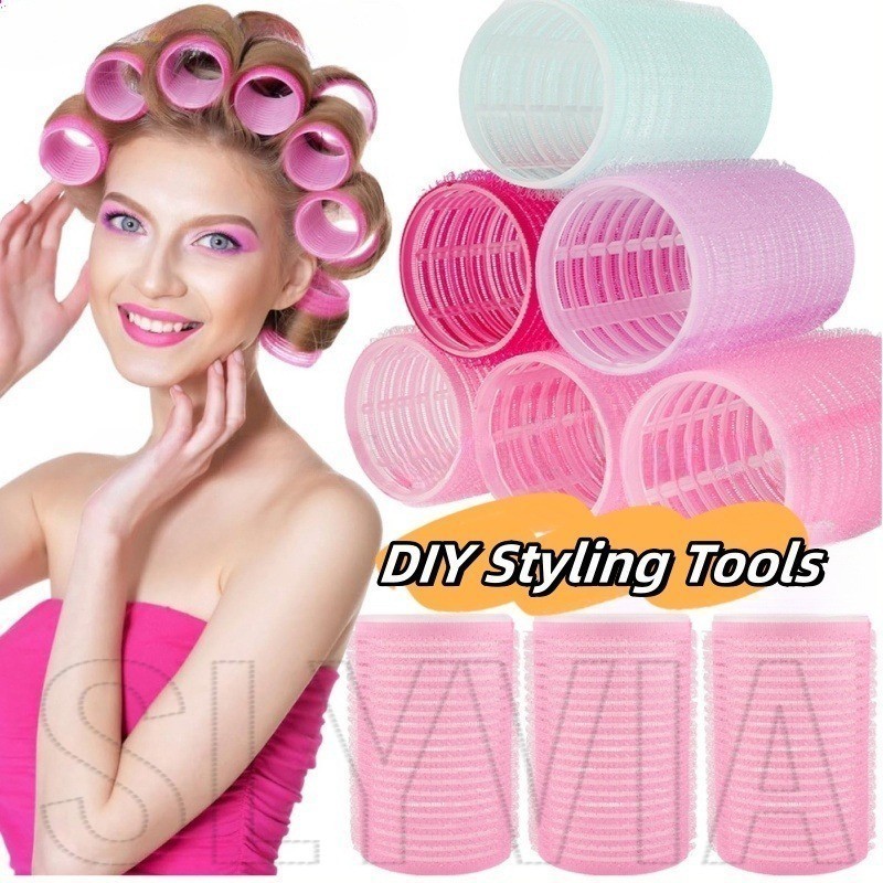 Sfse - เครื่องม้วนผม แบบมีกาวในตัว - เครื่องม้วนผม แบบด้ามจับในตัว - เครื่องมือจัดแต่งทรงผม DIY - ม้วนผมหน้าม้า - ไม่ใช้ความร้อน, พลาสติก - สําหรับผมยาวปานกลางถึงปานกลาง