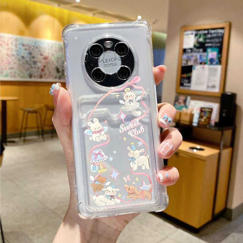 เคสใส่บัตร ซิลิโคนใส OPPO Reno 11 11F 11Pro 7 7Z 8PRO 8T A38 A18 A98 A53 A17 A17K A5 A9 A57 A77 A16 เคสลายการ์ตูน น่ารัก