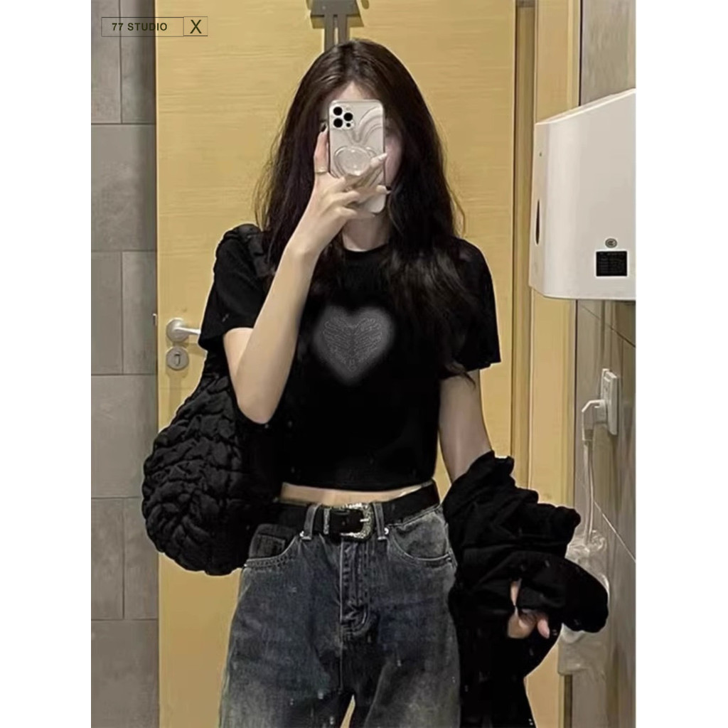 （พร้อมส่งจากกทม มาถึงใน 2วัน）100%Cotton T-shirt เสื้อครอปแขนสั้น ผ้าคัตคอน นิ่มใส่สบาย #แขนสั้น