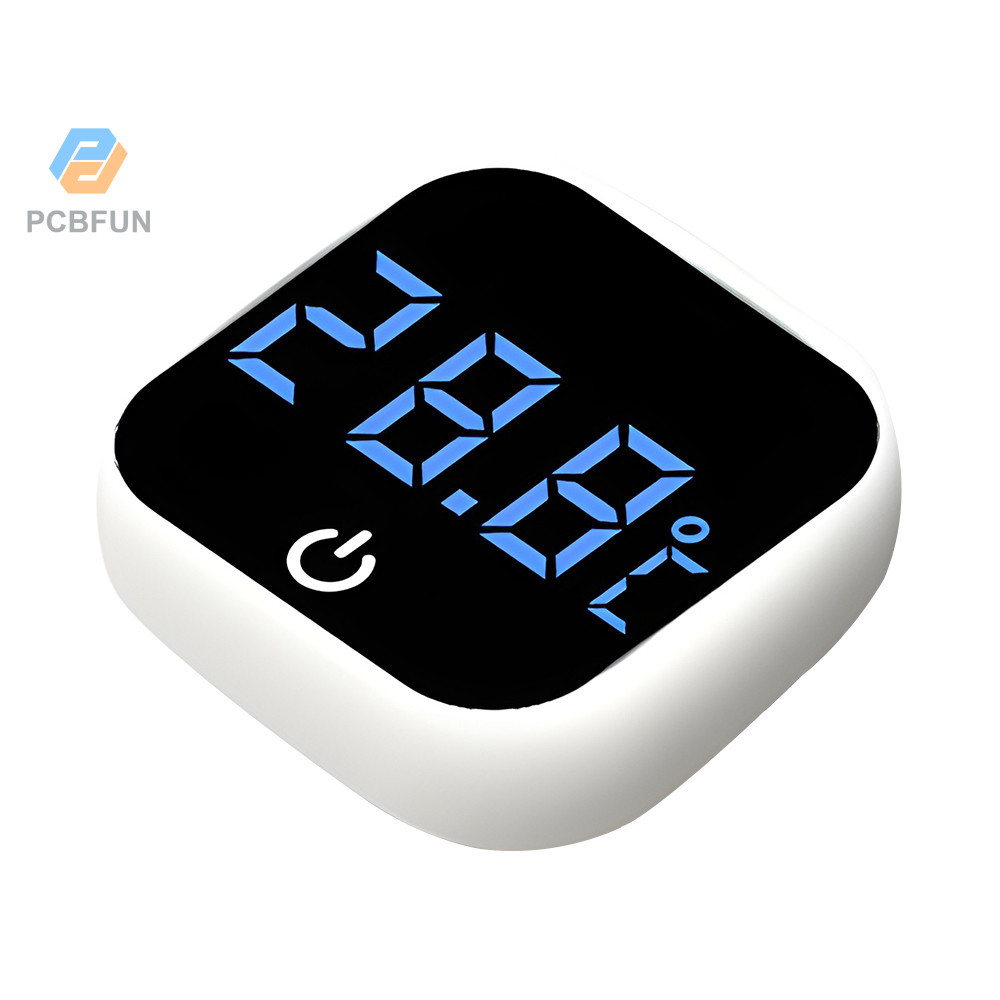 Pcbfun เทอร์โมมิเตอร์ดิจิทัล หน้าจอ LED Type-C ชาร์จซ้ําได้ สําหรับวัดอุณหภูมิตู้ปลา ช่วง 0~60℃