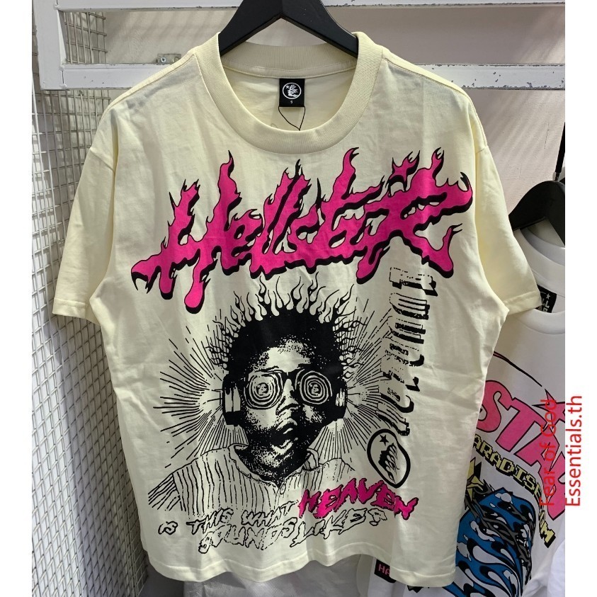 เสื้อยืดแขนสั้น พิมพ์ลาย Hellstar Studios Heaven Sounds Like สีครีม
