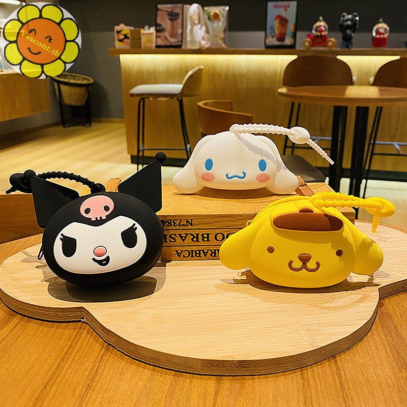SANRIO Yescont กระเป๋าสตางค์ PVC ลายการ์ตูน Melody Purin Kawaii น่ารัก สําหรับใส่เหรียญ พวงกุญแจ กระเป๋า
