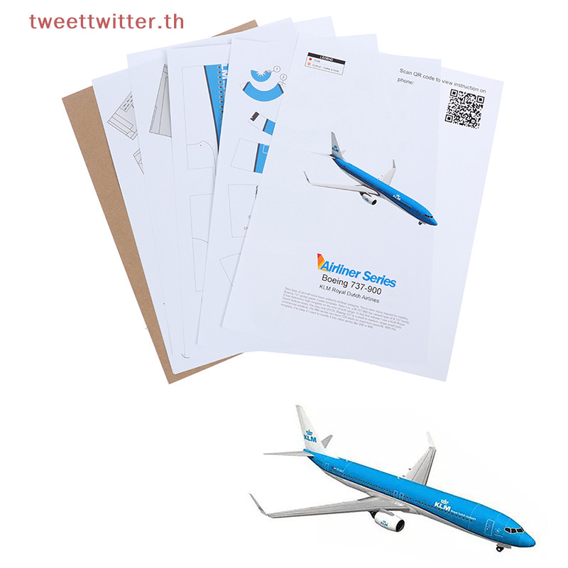 Tweet โมเดลเครื่องบินกระดาษ 3D 1:100 Boeing 737 แฮนด์เมด DIY TH