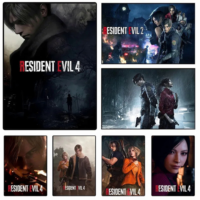 คลาสสิกร้อนวิดีโอเกม R-Resident-E-Evil Series โปสเตอร์และพิมพ์ผ้าใบพิมพ์ Wall Art ภาพสําหรับ Playroom ของขวัญตกแต่งบ้าน XBHJ