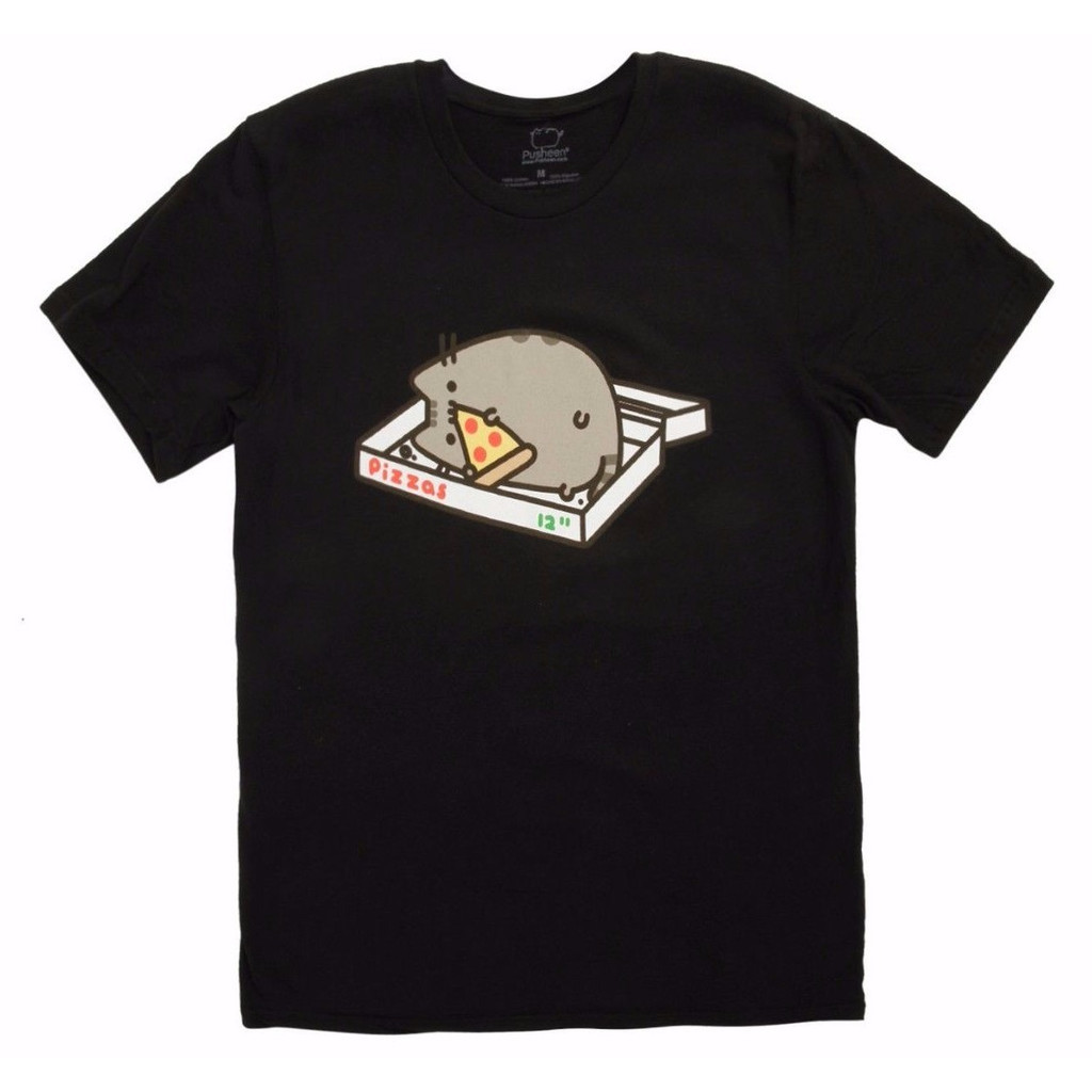 Pusheen The Cat Pizza Box Pusheen Eating Pizza เสื้อยืดดีไซน์ใหม่