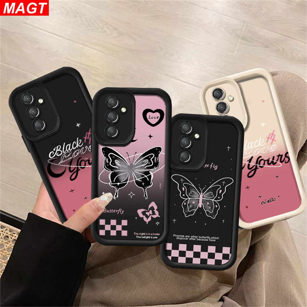 Samsung A55 5G A54 A05S A05 A15 A14 A24 A13 A52 A04S A03S A04E A03 A10 A10S A11 A12 A20 A30 A20S M11 M12 A13 5G A02S ผีเสื ้ อตัวอักษรตัดกันสี Splicing กรณี MAGT
