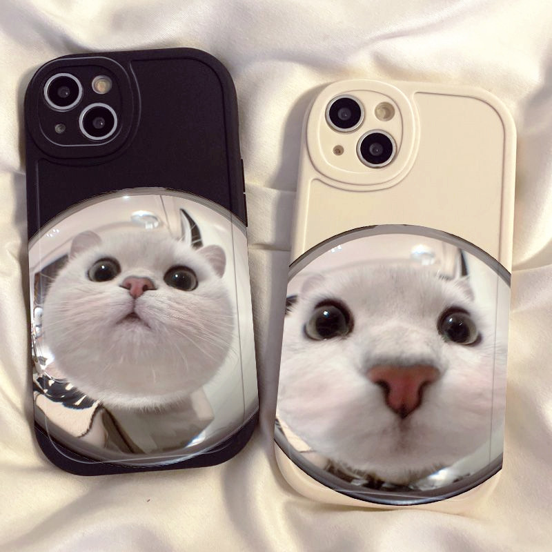 น ่ ารักแว ่ นขยายแมวคู ่ โทรศัพท ์ เหมาะสําหรับiPhone 11 12 13 14 15 Plus Pro MAX X XR XS MAX 7 8 6